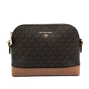 Michael Kors Brown Coated Canvas Large Jet Set Charm Dome